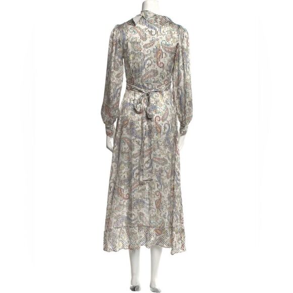 NWT Maje Roxie Ruffle Trim High/Low Wrap Dress in Multi/Silver size 1 or small - Picture 3 of 8